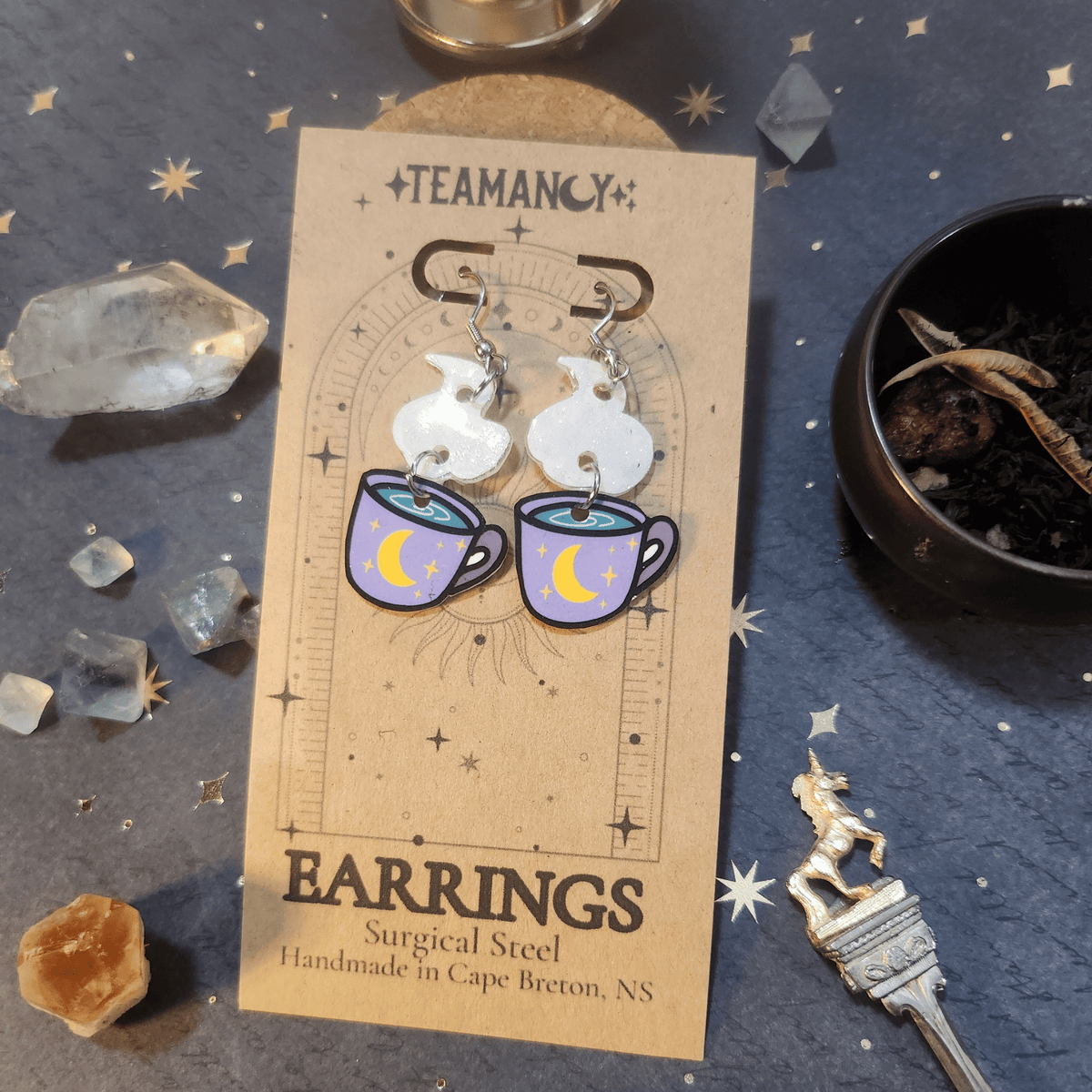 Steaming Tea Mug Earrings